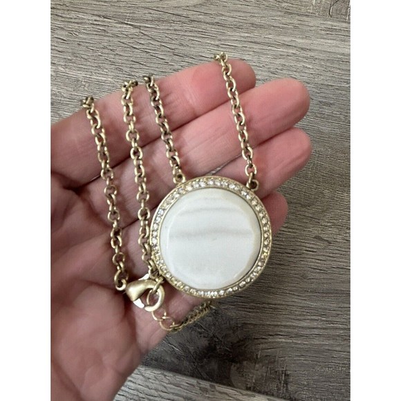 Danielle Stevens Necklace Gold Tone Opal-like Pendant Rhinestone Statement - Picture 8 of 8